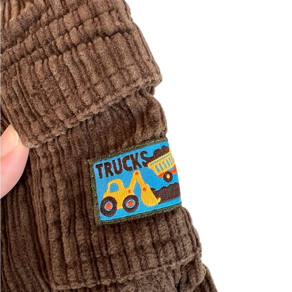 Please Mum Corduroy Truck Theme Brown Overalls Newborn - Picture 3 of 5